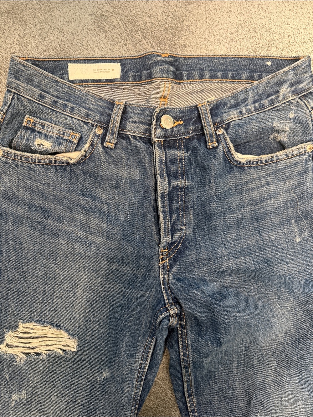 Zara Blue Distressed Ankle Jeans